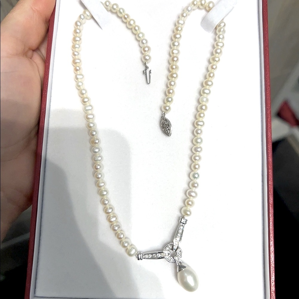 pearls and diamond.